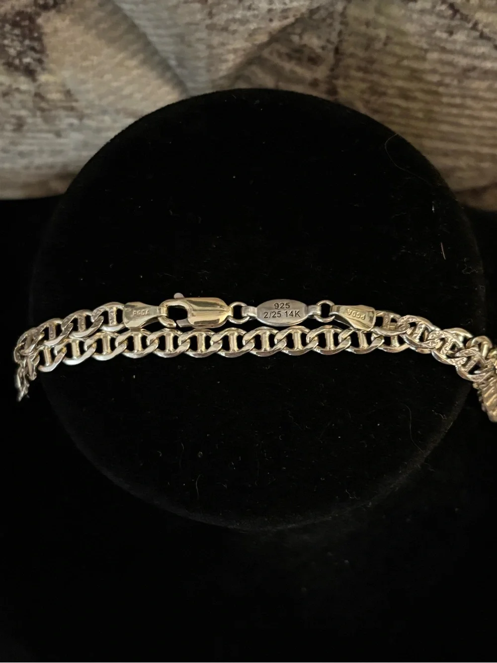 Vintage Piercing Pagoda PGDA 925 Sterling Silver 2/25 14K Gold Bracelet/Anklet